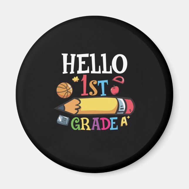 Erste Klasse Lehrer Hallo Erste Klasse Stift Magnet (Vorne)