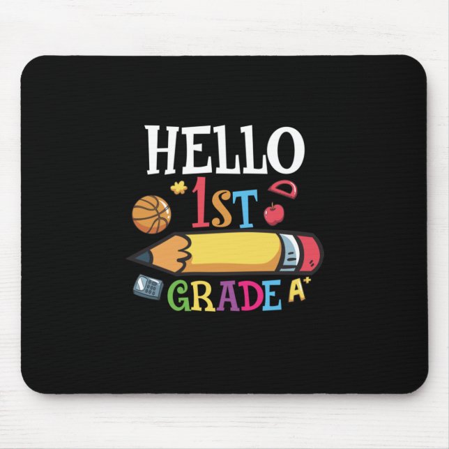 Erste Klasse Lehrer Hallo Erste Klasse Stift Mousepad (Vorne)