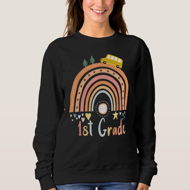 Erste Klasse Rainbow Team Hallo 1. Klasse Rocks Sq Sweatshirt (Vorderseite)