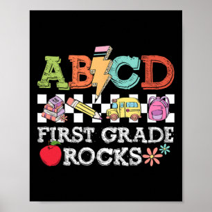 Erste Klasse Rocks Bleistift Blitz Lehrer Rock G Poster
