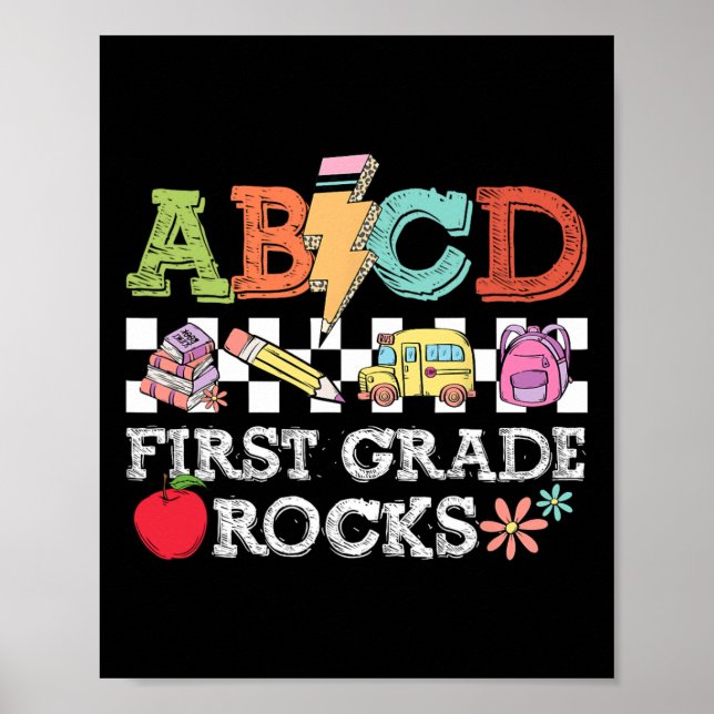 Erste Klasse Rocks Bleistift Blitz Lehrer Rock G Poster (Vorne)