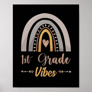 Erste-Klasse-Vibes Regenbogen Erste Klasse Zurück Poster