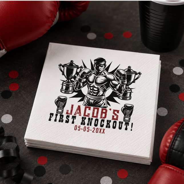 Erste Knock-out-Boxing-Geburtstagsparty Serviette (First Knockout Boxing Birthday Party Napkins)
