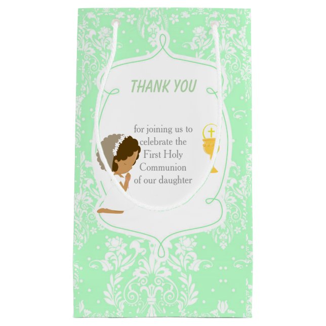 Erste Kommune Afrikanisches Mädchen Vielen Dank Kleine Geschenktüte (Vorderseite)