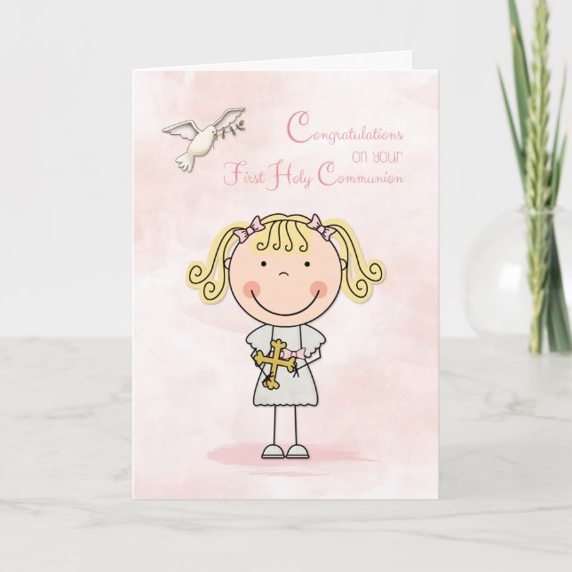 Erste Kommune, Blonde Girl, Glückwunsch Karte (Vorderseite)