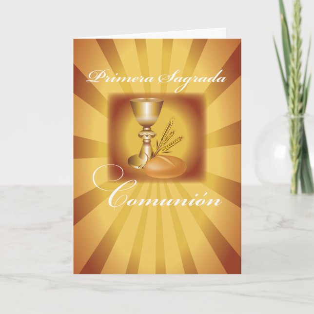 Erste Kommune Chalice, Spanisch, Gold Sternexplosi Karte (Vorderseite)