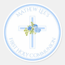 Erste Kommune Cross Blue Rose Mit Monogramm Name