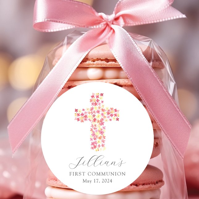 Erste Kommune des gesegneten Kreuzes Runder Aufkleber (Von Creator hochgeladen)