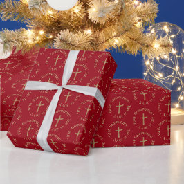 Erste Kommune mit personalisiertem Gold und Rotem  Geschenkpapier