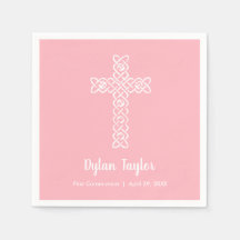 Erste Kommune Weißes Kreuz Rosa