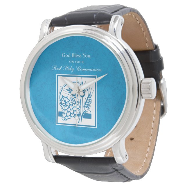 Erste Kommune, Weizen, Trauben blau Armbanduhr (Schrägansicht)