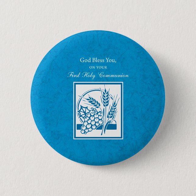 Erste Kommune, Weizen, Trauben blau Button (Vorderseite)