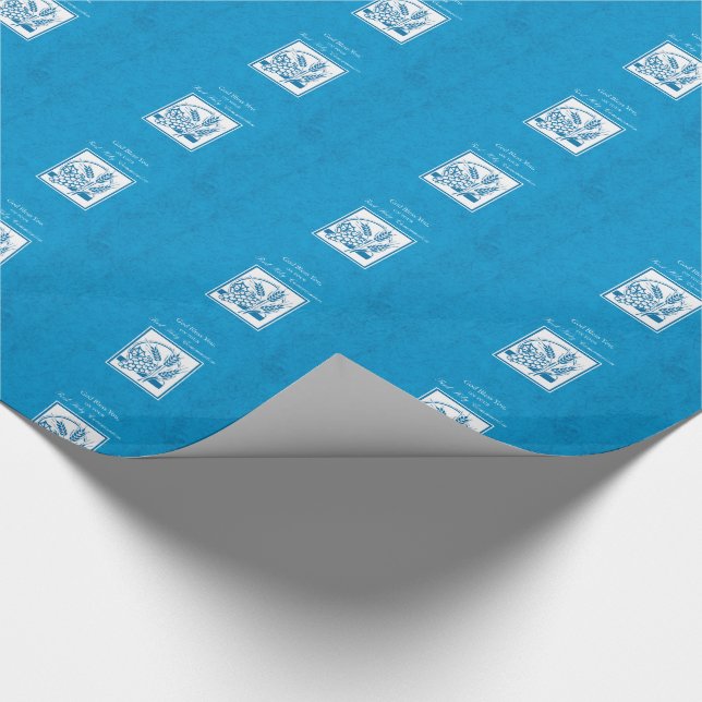 Erste Kommune, Weizen, Trauben blau Geschenkpapier (Ecke)