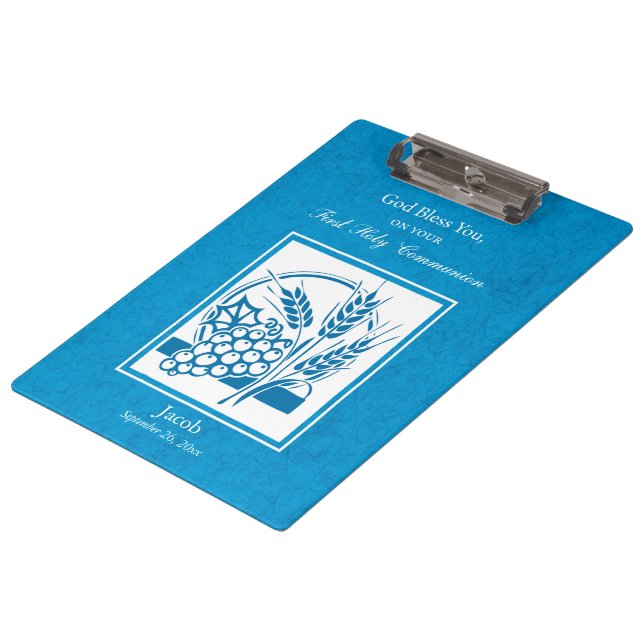 Erste Kommune, Weizen, Trauben blau Klemmbrett (Schrägansicht)