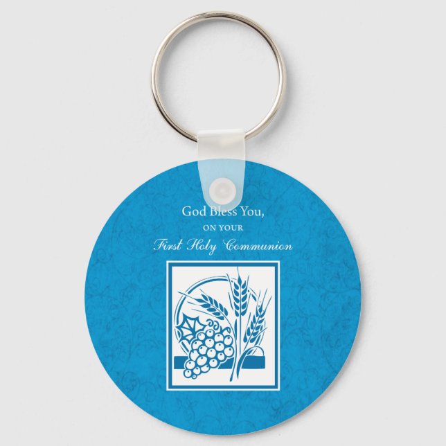 Erste Kommune, Weizen, Trauben blau Schlüsselanhänger (Vorderseite)