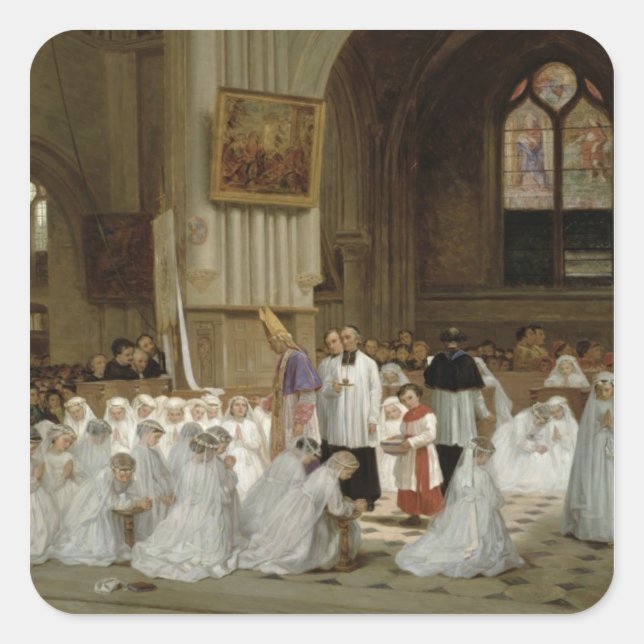 Erste Kommunion, 1867 Quadratischer Aufkleber (Vorderseite)