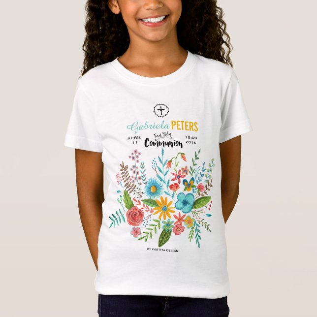 Erste Kommunion Floral Kids | T - SHIRT (Vorderseite)