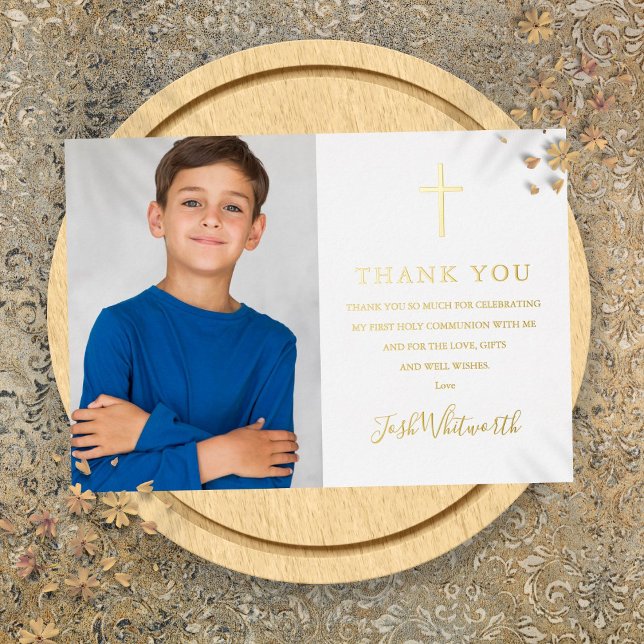Erste Kommunion Foto Real Foil Danke Karte (First Communion Photo Real Foil Thank You Card)