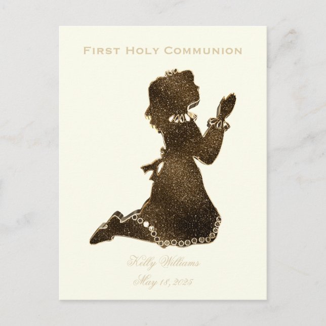 Erste Kommunion Gebet Girl Postkarte (Vorderseite)