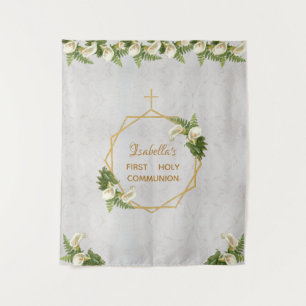 Erste Kommunion Hintergrund Gold Marmor Calla Lili Wandteppich