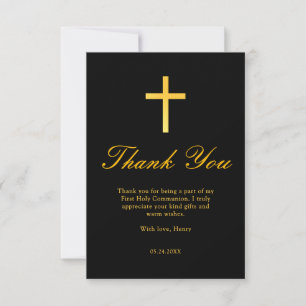 Erste Kommunion mit dem Black and Gold Cross Viele Mitteilungskarte