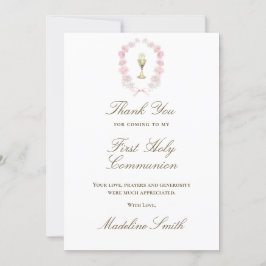 Erste Kommunion rosa Pfennigbäume danke Karte