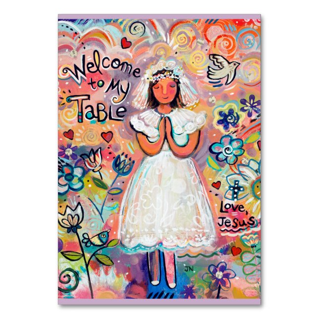 Erste Kommunizierbare Gebetskarte Tischnummer (Vorderseite)