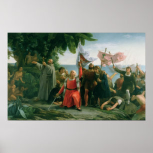 Erste Landung von Christoph Kolumbus in Poster