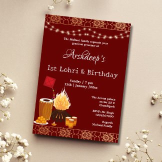 Erste Lohri & Birthday Einladungskarte
