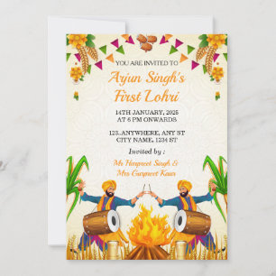 Erste Lohri-Einladung für das Baby, Punjabi Lohri- Einladung