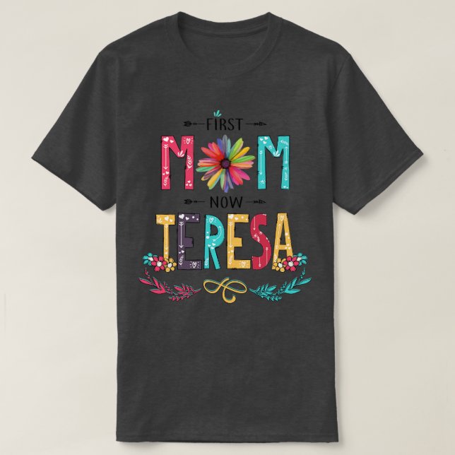 Erste Mama jetzt Teresa Wildblumen Glückliche Mütt T-Shirt (Design vorne)