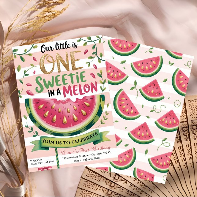 Erste Melonen-Geburtstagsfeier Einladung (Von Creator hochgeladen)
