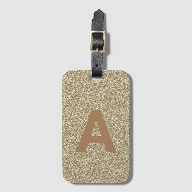 Erste Monogramm Personalisierter Gold-Glitzer hinz Gepäckanhänger (Vorderseite Vertikal)