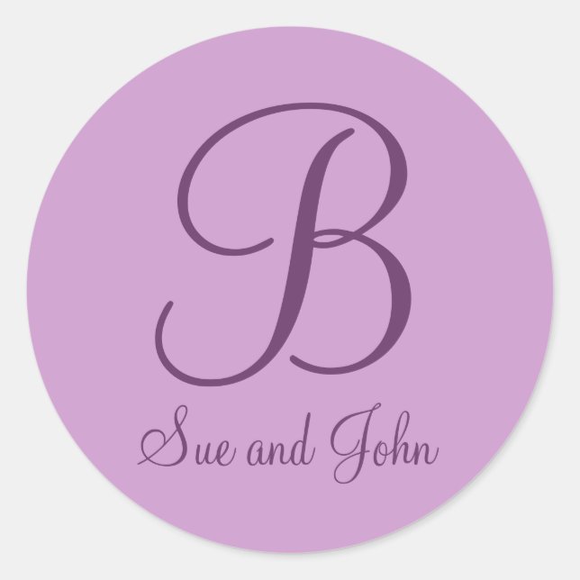 Erste Namen und letzte erste Mauve B Runder Aufkleber (Vorderseite)