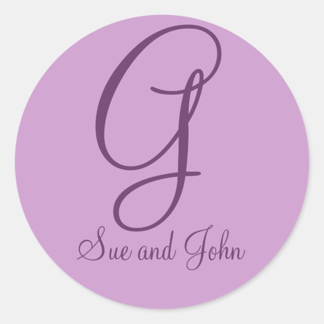 Erste Namen und letzte erste Mauve G Runder Aufkleber (Vorderseite)