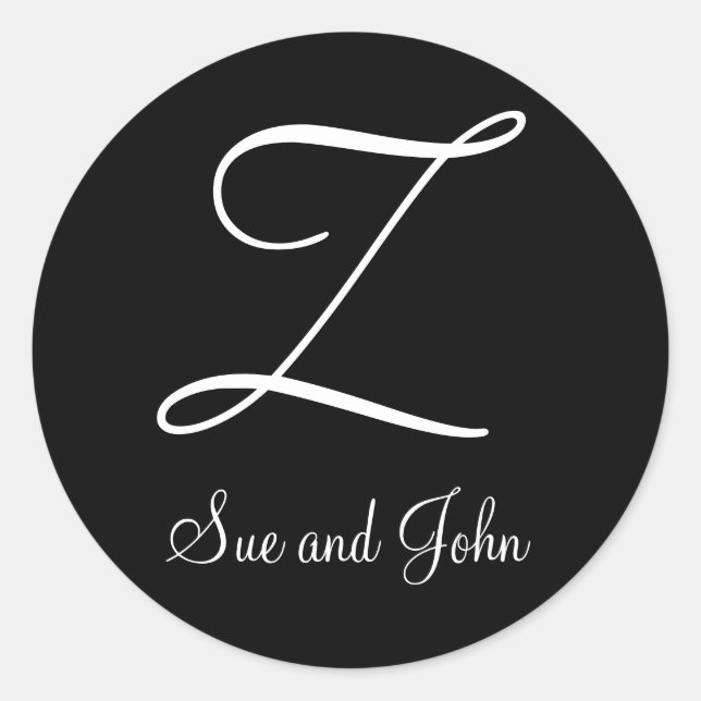 Erste Namen und Letzte erste weiße Monogramm Z Runder Aufkleber (Vorderseite)