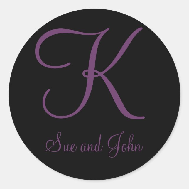 Erste Namen und letzte Mauve-Monogramm K Runder Aufkleber (Vorderseite)