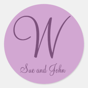 Erste Namen und letzte Mauve W Runder Aufkleber