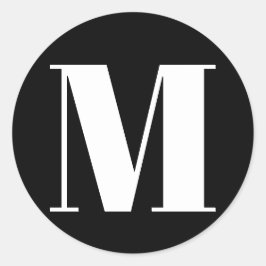 Erste Nummer des Monogramms Schwarz-weiß anpassen Runder Aufkleber