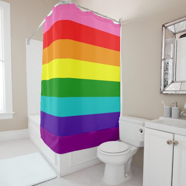 Erste original 8-Streifen-Gay Pride-Regenbogenflag Duschvorhang (Beispiel)