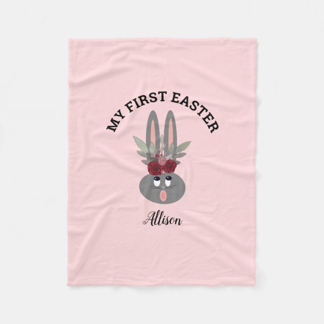 Erste Osterblüte Rosa Blütenbraun Personalisiert Fleecedecke (Vorderseite)