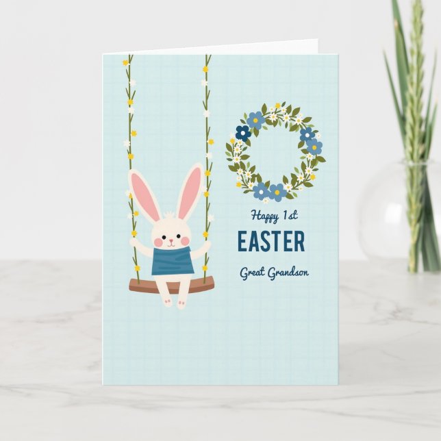 Erste Ostern Ur-Enkel Glückwunschkarte Karte (Vorderseite)