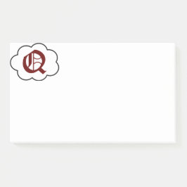 Erste Q Monogramm-Anmerkungen Post-it Klebezettel