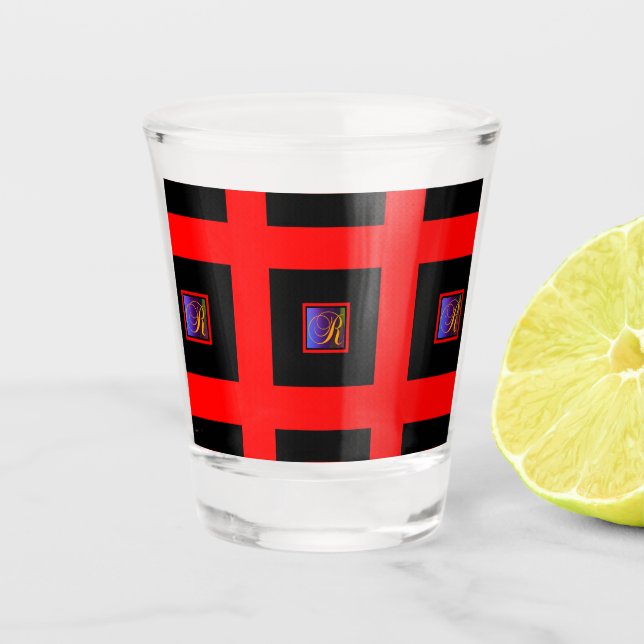 ERSTE R MONOGRAMM-Wiederholung Schnapsglas (Vorderseite)