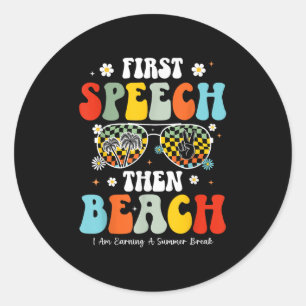 Erste Rede dann Beach-Speech-Therapie Lehrer Summe Runder Aufkleber