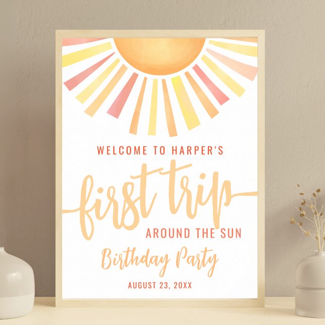 Erste Reise rund um das Sonnenseeling 1. Geburtsta Poster (First Trip Around The Sun 1st Birthday Sign )