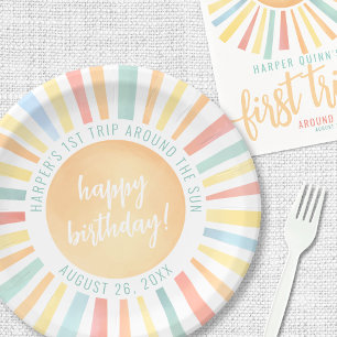 Erste Reise rund um das Sun 1. Geburtstag Party Pappteller