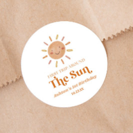 Erste Reise rund um das Sun Boho 1. Geburtstag Par Runder Aufkleber