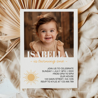 Erste Reise rund um das Sun Foto 1. Geburtstag Ein Einladung