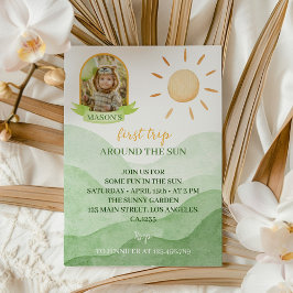 Erste Reise rund um das Sun Foto 1. Geburtstag Ein Einladung